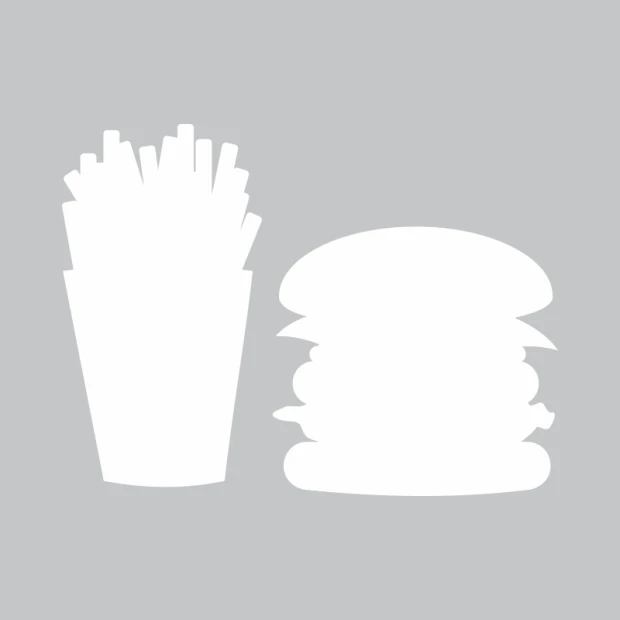 Tablica suchościeralna frytki hamburger 339 - Wzór graficzny. Grafika przedstawia frytki obok hamburgera w prostych