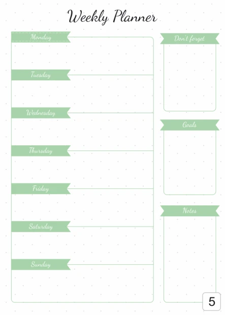 Tablica magnetyczna suchościeralna Weekly planner 407 - Wzór graficzny. Grafika z zielonymi paskami na białym tle