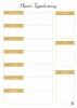 Tablica suchościeralna planer tygodniowy 408 - Wzór graficzny. Prostokątne pola z nagłówkami w kolorze złotym na białym tle