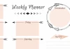Tablica suchościeralna Weekly planner 405 - Wzór graficzny. Grafika zawiera strzałki, okrąg i pola na notatki