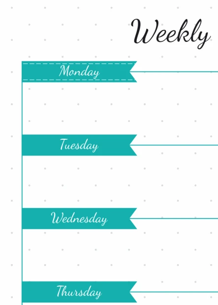 Tablica suchościeralna Weekly planner 407 - Wzór graficzny. Białe tło z niebieskimi paskami i napisem Weekly