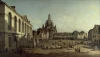 Reprodukcja View of the Neumarkt in Dresden from the Juedenhofe, Canaletto, Bernardo Bellotto - Wzór graficzny. Przedstawia