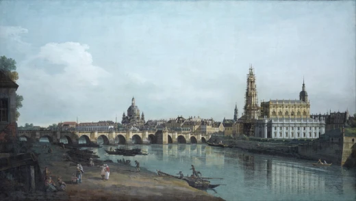 Reprodukcja obrazu Bernardo Bellotto Dresden seen from the Right Bank of the Elbe przedstawiająca panoramę Drezna