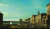 Reprodukcja View of Via di Ripetta in Rome, Canaletto, Bernardo Bellotto - Wzór graficzny. Obraz przedstawia widok na rzekę