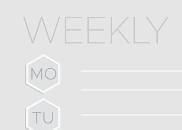 Tablica magnetyczna suchościeralna Weekly planner 423 - Wzór graficzny. Szare tło z napisami i hexagonami