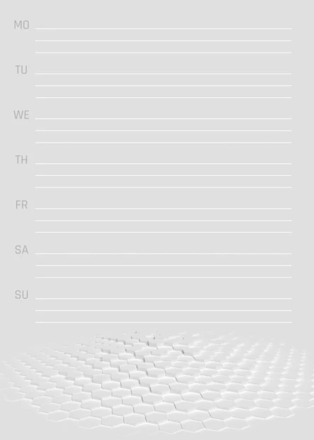 Tablica magnetyczna suchościeralna Weekly planner 425 - Wzór graficzny. Grafika przedstawia sześć poziomych linii na białym