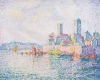 Reprodukcja Antibes, die Turme, Paul Signac - Wzór graficzny. Kolorowe plamy przedstawiają budynki nad wodą