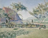 Reprodukcja Comblat-le-Château, the Meadow, Paul Signac - Wzór graficzny. Obraz przedstawia krajobraz z domem, drzewami