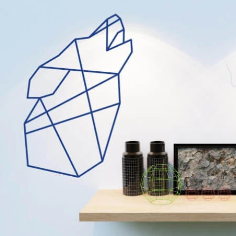 Naklejka na ścianę wilk 2482 - Wzór graficzny. Kształt wilka złożony z prostych linii i kątów