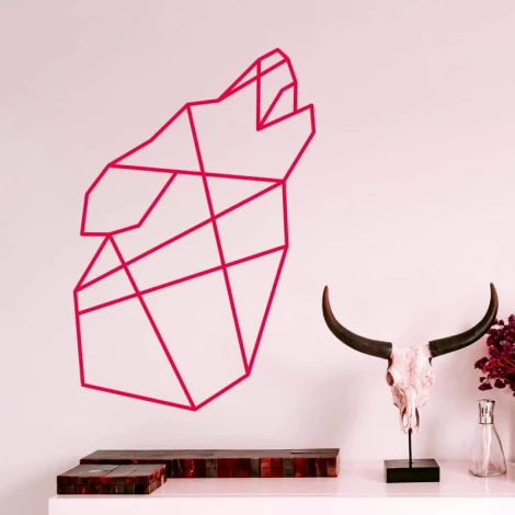 Szablon malarski wilk 2482 - Wzór graficzny. Kształt wilka złożony z prostokątów i linii, tworzący geometryczną kompozycję