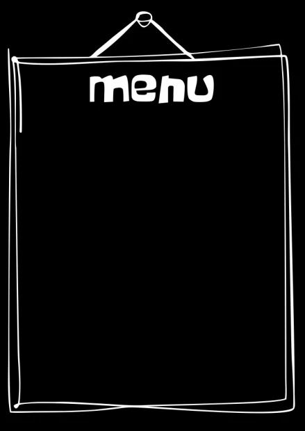 Tablica kredowa z nadrukiem menu 081 - Wzór graficzny. Prosta forma z napisem menu na górze oraz dużą, gładką powierzchnią