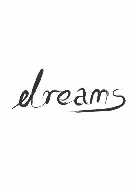 Plakat z czarnym, odręcznym napisem dreams na białym tle, przedstawiony jako wizualizacja wzoru