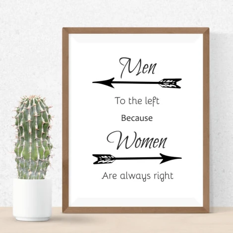 Plakat Men women 003 - Wzór graficzny. Dwie strzałki wskazujące w przeciwnych kierunkach z tekstem