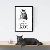 Plakat Tu rządzi kot 010 - Wzór graficzny. Grafika przedstawia kota z koroną oraz napis Tu rządzi kot