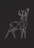 Plakat Jeleń 056 - Wzór graficzny. Przedstawia geometrycznego jelenia w białych konturach na czarnym tle