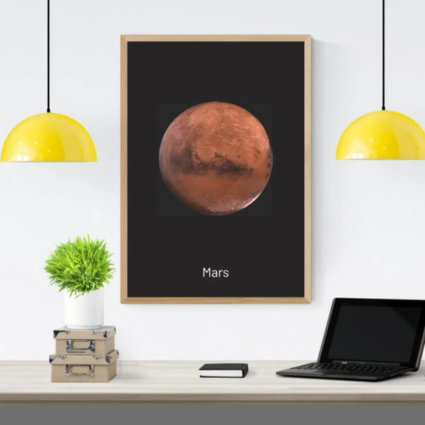 Plakat Mars 064 - Aranżacja w nowoczesnym wnętrzu. Ściany w jasnych kolorach, minimalistyczne meble