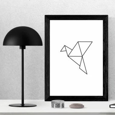 Plakat ptak 071 - Wzór graficzny. Grafika przedstawia ptaka w formie złożonej z geometrycznych kształtów