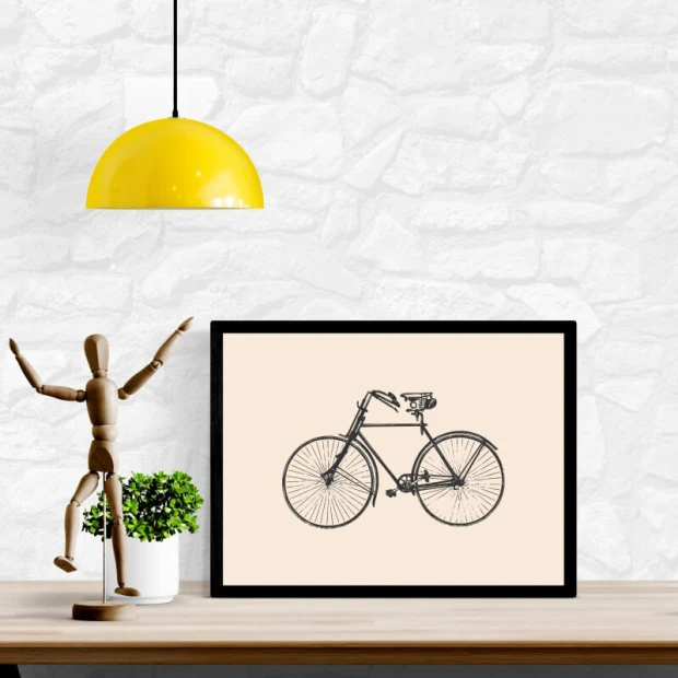 Plakat rower 085 - Aranżacja w biurze. Ściany w jasnym kolorze, minimalistyczne meble z drewna