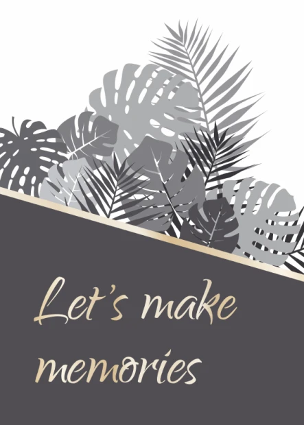 Plakat Lets make memories 122 - Wzór graficzny. Grafika przedstawia liście w odcieniach szarości na białym tle