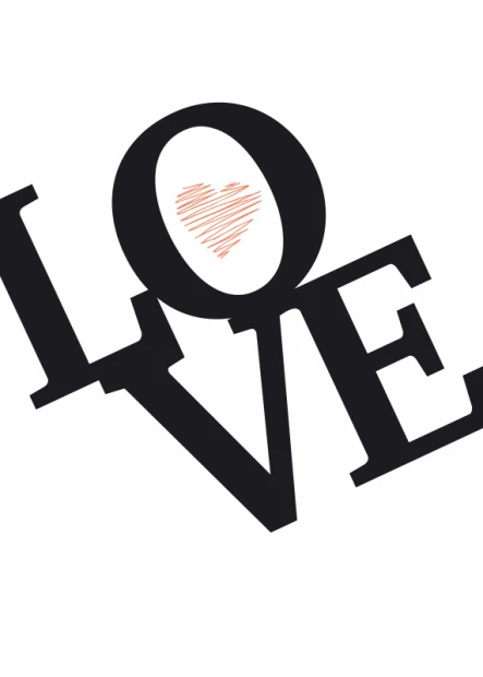 Plakat Love 132 - Wzór graficzny. Duże litery układają się w słowo LOVE, z sercem w środku