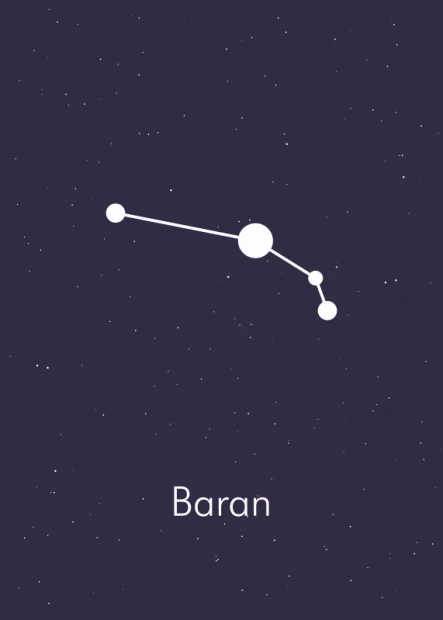 Plakat Znak zodiaku baran 102 - Wzór graficzny. Biały rysunek konstelacji na ciemnym tle