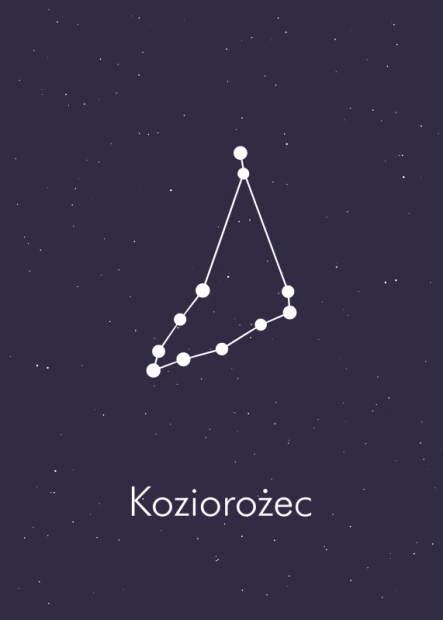 Plakat Znak zodiaku koziorożec 111 - Wzór graficzny. Białe gwiazdy na ciemnym tle tworzą kontur konstelacji