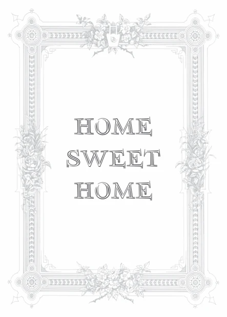 Plakat Home sweet home 159 - Wzór graficzny. Ramka z roślinnymi motywami i napisem w dużych literach