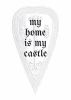Plakat My home is my castle 158 - Wzór graficzny. Kształt tarczy z napisem i ornamentalnymi detalami