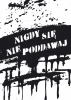 Plakat Nigdy sie nie poddawaj 143 - Wzór graficzny. Czarny napis na białym tle, z efektami rozlania i kropli