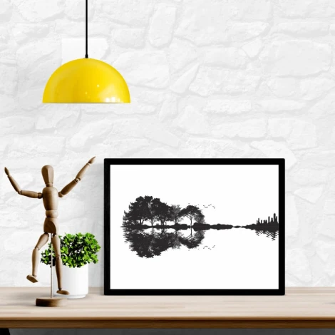 Plakat gitara 223 w nowoczesnym wnętrzu, idealny do ożywienia przestrzeni w stylu loftowym.