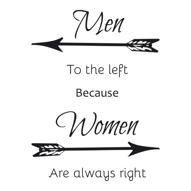 Naklejka na ścianę men women 2497 - Wzór graficzny. Dwie strzały wskazujące w przeciwnych kierunkach z tekstem