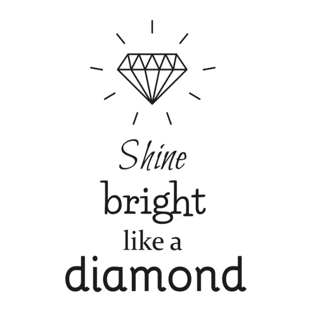 Naklejka ścienna shine bright like a diamond 2496 - Wzór graficzny. Grafika przedstawia diament z promieniami oraz tekst