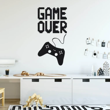 Szablon malarski dla dzieci game over 2495 - Aranżacja w pokoju dziecięcym. Ściany w jasnych kolorach, nowoczesne meble