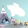Tablica suchościeralna misie 371 - Aranżacja w pokoju dziecięcym. Ściany w jasnym kolorze, namiot i kolorowe meble