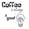 Naklejka na ścianę Coffee is always a good idea 2514 - Wzór graficzny. Tekst w różnych stylach z rysunkiem żarówki