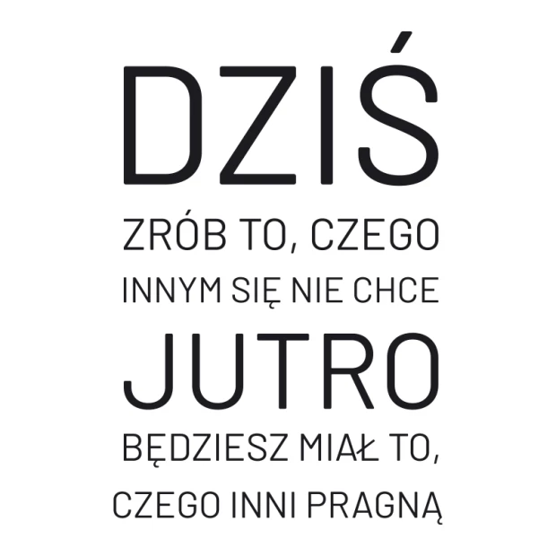 Szablon malarski z motywującym cytatem przedstawiony jako czarna wizualizacja wzoru na białym tle