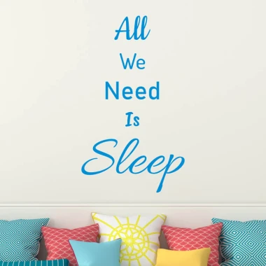 Szablon na ścianę All we need is sleep 2500 - Aranżacja w salonie. Ściany w jasnym kolorze, poduszki w różnych wzorach