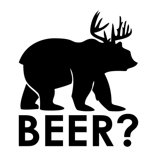 Szablon na ścianę beer? 2503 - Wzór graficzny. Wizerunek niedźwiedzia z wyraźnymi konturami i napisem BEER? pod nim