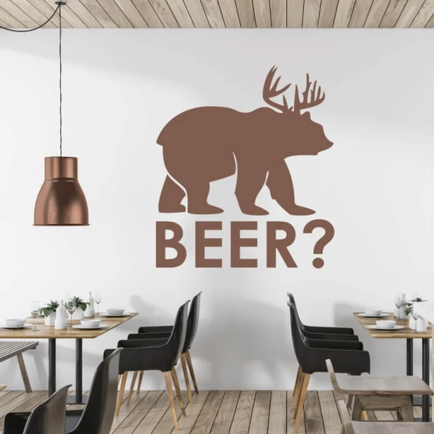 Szablon na ścianę beer? 2503 - Aranżacja w kawiarni. Ściany w jasnych odcieniach, drewniane elementy