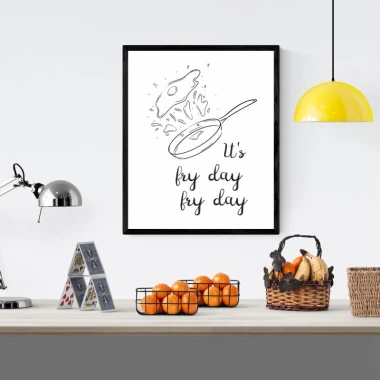 Plakat Its fry day 253 - Aranżacja w kuchni. Ściany w jasnych kolorach, nowoczesne meble i lampy