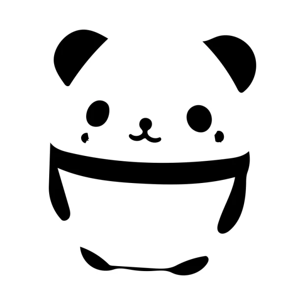 Naklejka na ścianę dla dzieci panda 2520 - Wzór graficzny. Panda z dużymi uszami, okrągłymi oczami i uśmiechem