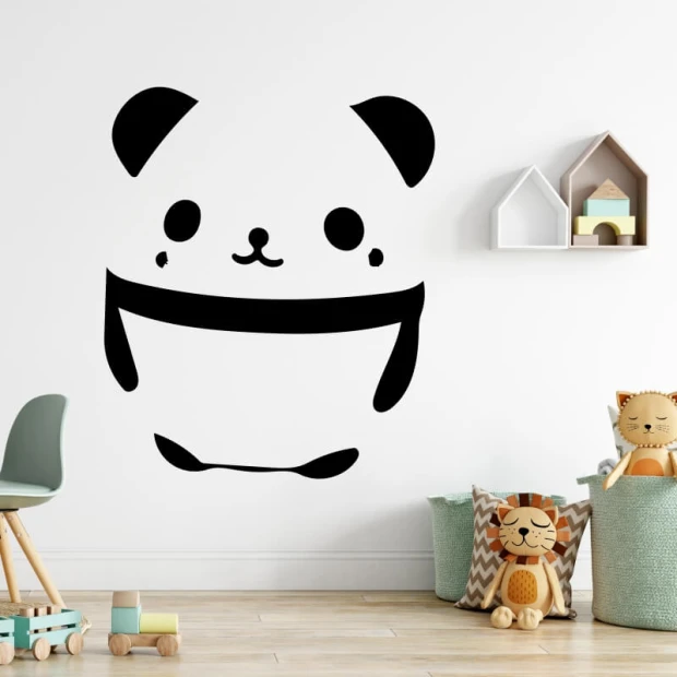 Szablon do malowania dla dzieci panda 2520 - Aranżacja w pokoju dziecięcym. Ściany w jasnych kolorach, meble w pastelowych