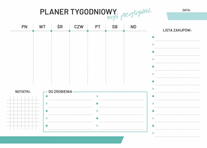 Tablica magnetyczna suchościeralna Planer tygodniowy 473 - Wzór graficzny. Prosta siatka z dniami tygodnia i polami