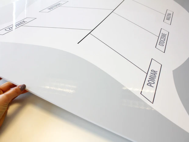 Tablica suchościeralna z nadrukiem fishbone diagram na podłożu PCV 5mm w formacie 130x90cm - wersja polska - Wzór graficzny