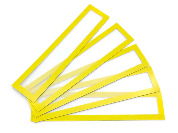 Ramka magnetyczna 319x52 mm różne kolory - 5 szt - Wzór graficzny. Pięć prostokątnych ramek w kolorze żółtym