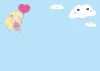 Tablica suchościeralna dla dzieci dziewczynka, chmurki 576 - Wzór graficzny. Dziewczynka z balonem w kształcie serca