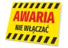 Tabliczka Awaria, nie wlączać - Wzór graficzny. Żółte tło z czerwonym napisem i czarnymi paskami ostrzegawczymi