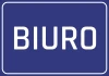 Naklejka Biuro - Wzór graficzny. Niebieskie tło z białym napisem BIURO w dużych literach