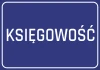 Naklejka Księgowość - Wzór graficzny. Niebieskie tło z białym napisem KSIĘGOWOŚĆ w dużej, prostokątnej czcionce