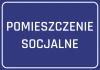 Naklejka Pomieszczenie socjalne - Wzór graficzny. Niebieskie tło z białym tekstem POMIESZCZENIE SOCJALNE